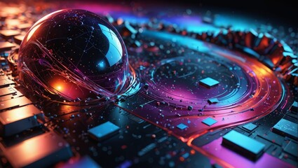 Abstract 3D Sphere in Futuristic Setting