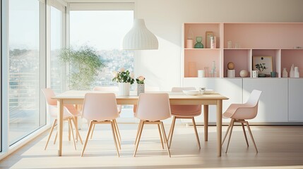 pastel interior design dining room
