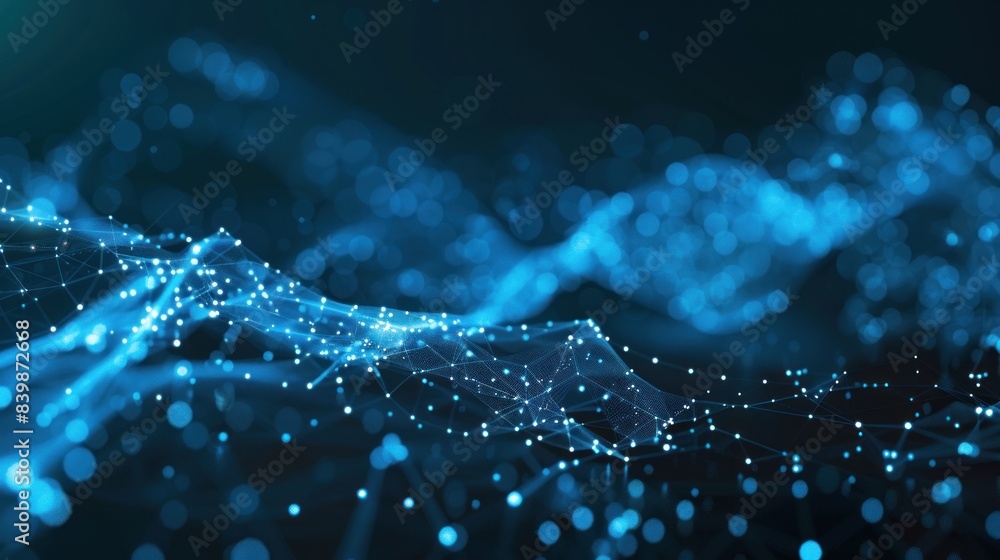 Poster Digital background technology operations, neural networks, AI, data transmission and encryption.AI generated image