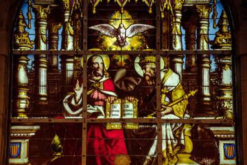 stained glass window in saint cathedral city