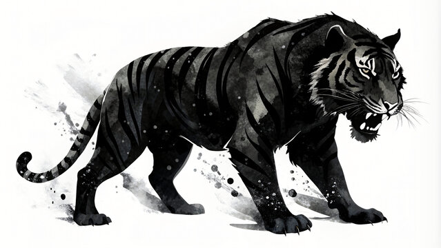 recommend clip art: oil painting art of a tiger's silhouette in the dark
