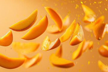 Close-up slices of orange mango slice