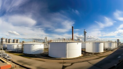 Obraz premium industrial oil storage tanks