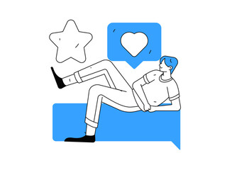 Virtual characters social communication concept business flat vector hand drawn illustration
