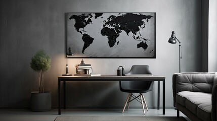 detailed grey world map