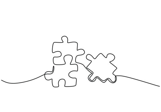 recommend clip art: Puzzle pieces continuous line drawing. Problem solving solution business concept Vector illustration