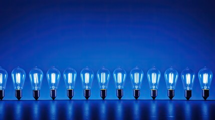 row light bulb blue background