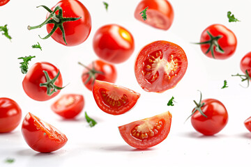 Fototapeta premium Fresh ripe tomatoes on a clean white background