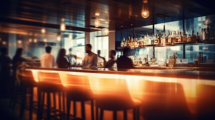 sleek blurred bar interior
