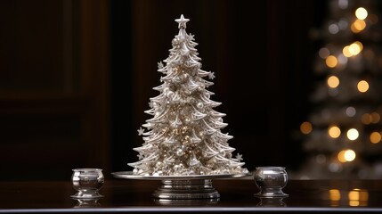 tabletop silver christmas tree