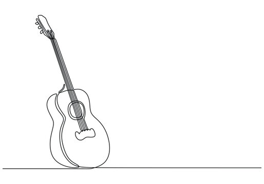 recommend clip art: Guitar continuous line drawing. Music instrument concept. Vector illustration minimalist design.