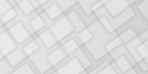 Abstract white background design with layers of textured white transparent material in triangle and squares shapes. White color technology concept geometric line vector white light grey background.	