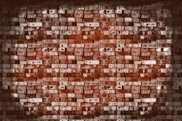 Vintage Grunge Aesthetic Brick Wall with Faded White Paint Markings - A Textured Background for Creative Design.