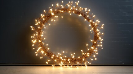 modern christmas lights wreath