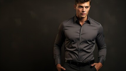 Fototapeta premium model dark grey shirt