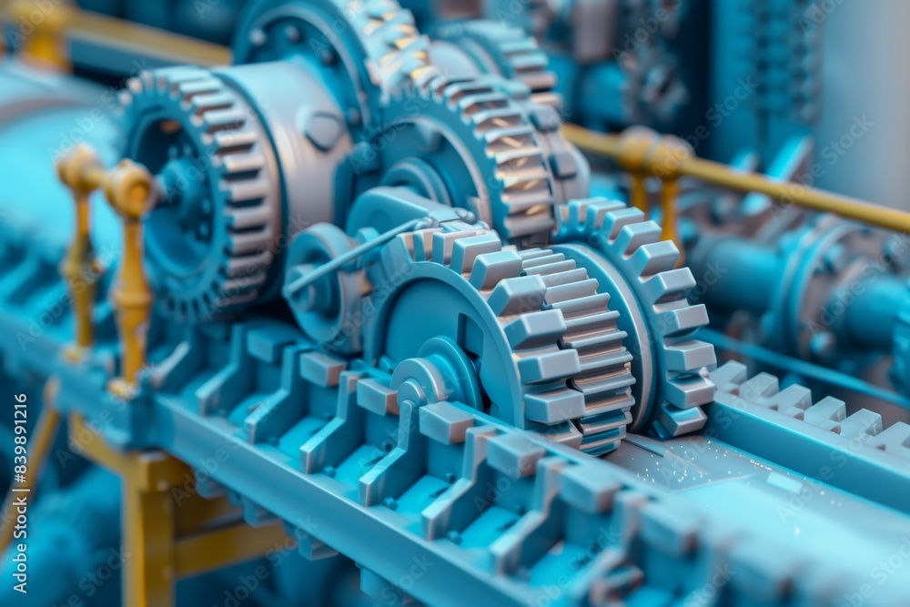 Poster a machine with gears and a wheel