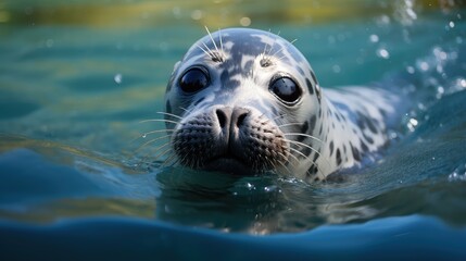 Obraz premium swimming silver ribbon seal