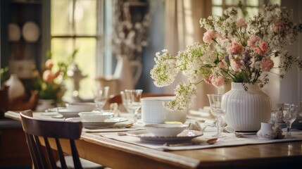 dining blurred rustic home interior