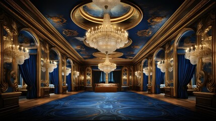 Obraz premium velvet blue and gold brochure