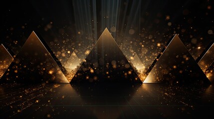 geometric black and gold lights background