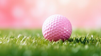 Naklejka premium grass pink golf ball