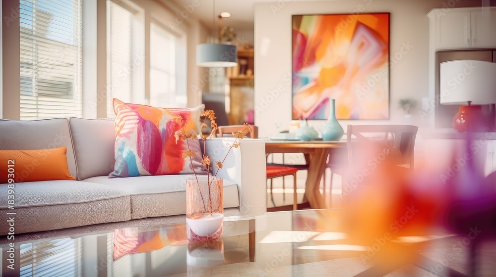 Sticker vibrant blurred model home interior