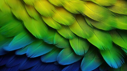 Obraz premium feathers green blue yellow gradient