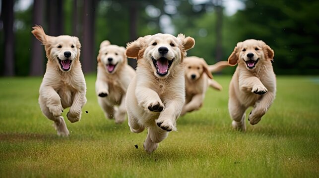 playful golden retriever puppies