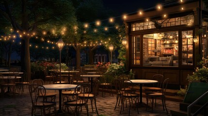 Fototapeta premium seating bistro lights