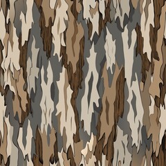 Fototapeta premium Seamless pattern of tree bark textures in natural browns and greys, Generative AI