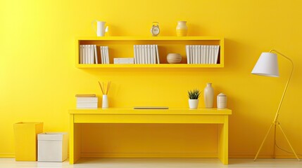 Fototapeta premium lit desk yellow