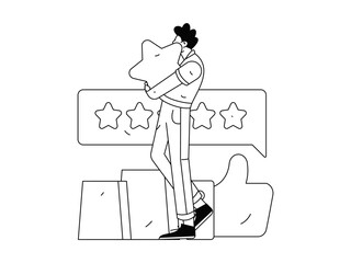 Virtual characters social communication concept business flat vector hand drawn illustration
