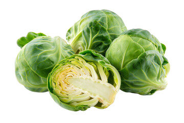 Fototapeta premium Fresh Brussels Sprouts Isometric on white background