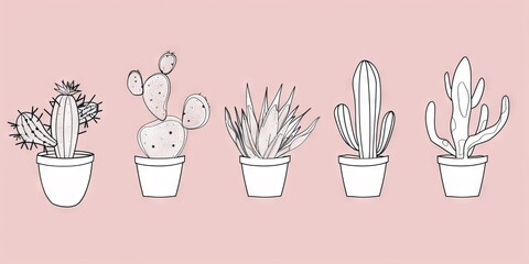 Obraz premium Abstract minimalistic Boho Bohemian elements design vector line art with a solid monochromatic background