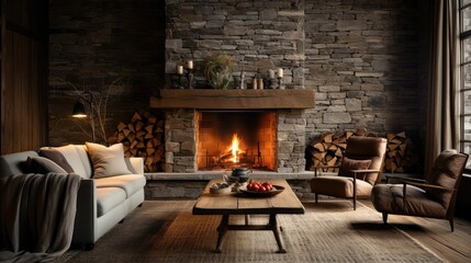 Fototapeta premium natural interior stone wall