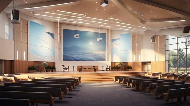 technology modern church interior
