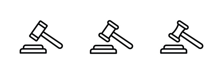 Gavel icon set vector. judge gavel icon