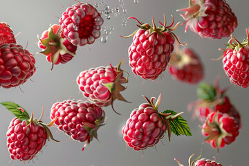 Seamles pattern with red berries, green leaves, and floral elements
