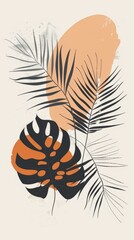 Fototapeta premium Abstract minimalistic Boho Bohemian elements design vector line art with a solid monochromatic background