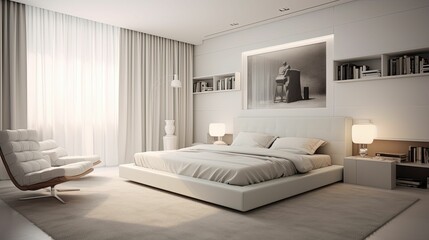 sleek blurred bedroom interior design