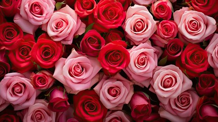 Naklejka premium petals pink and red roses