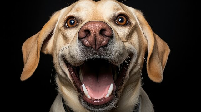 joyful yellow lab mouth open