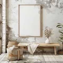 Contemporary Art Display with Mock Up Frame in Minimalist Home Gallery Space