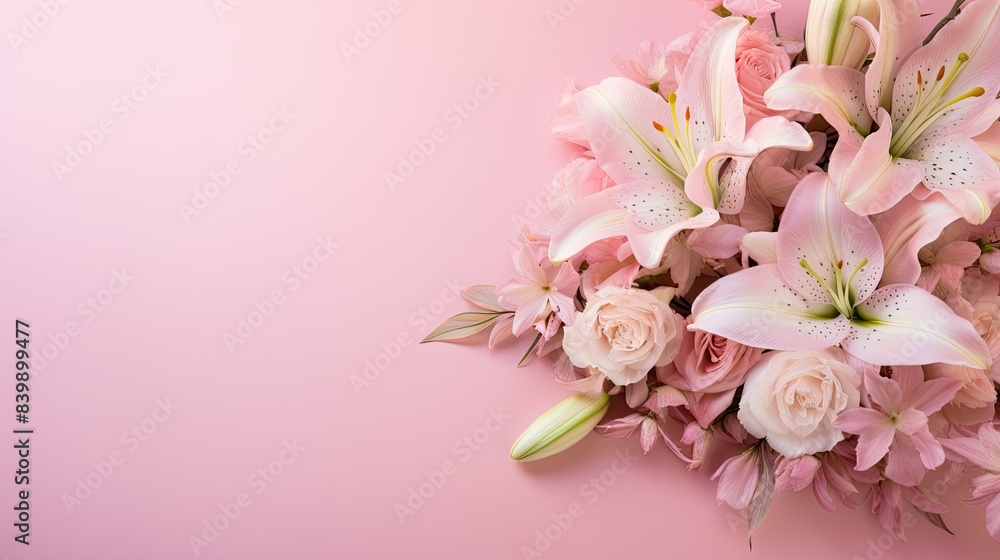 Sticker bouquet pink background elegant