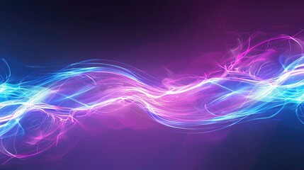 Naklejka premium Abstract vibrant purple and blue wavy neon background. Modern technology backdrop