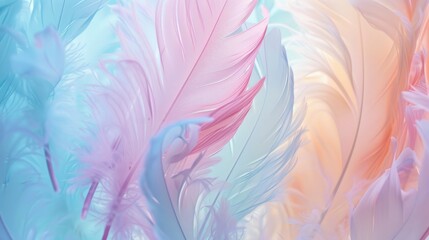 Fototapeta premium pastel colour feather abstract background, generative ai