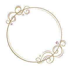 Vector round floral frame with vintage style curves and swirls decoration.