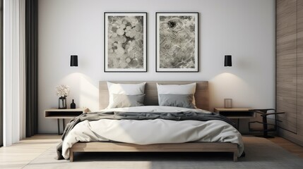 bedroom interior mockup black frames