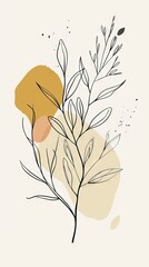 Abstract Minimalistic Boho Line Art with Monochromatic Background
