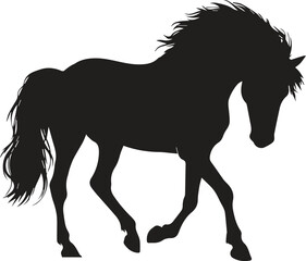 black silhouette horse walking alone